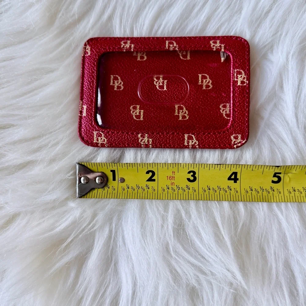Dooney & Bourke Red ID Card Holder with Logo - Picture 3 of 4